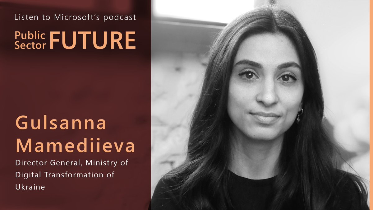 Join host <a href="/LivNeal/">Olivia Neal</a> on the latest episode of #PublicSectorFuture. 

She speaks to Gulsanna Mamediieva, who shares how Ukraine has embraced #DigitalTransformation in government services, and how this has supported citizens during the war.

Listen: msft.it/60155GeCX