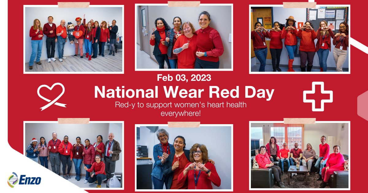 EnzoClinical's tweet photo. Today we wore red for an amazing cause! ❤️🏥

We are always excited to showcase our support and take collective action toward saving more lives every day✊

Thankful for the AHA's pursuit of spreading awareness and empowering women!

 #goredforwomen #healthcare #Enzocares https://t.co/mQjk7yJlQ1