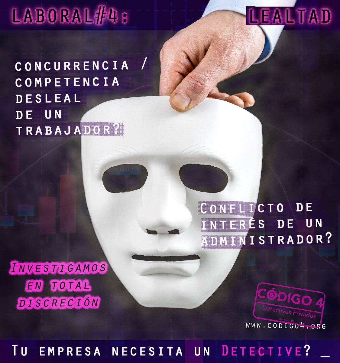 🎭👁‍🗨 Feliz fin de semana a tod@s desde el despacho Código 4 - Detectives Privados
 info@codigo4.org

#competencia #desleal #conflictodeinteres #investigación #empresa #laboral #detective #prueba #codigo4