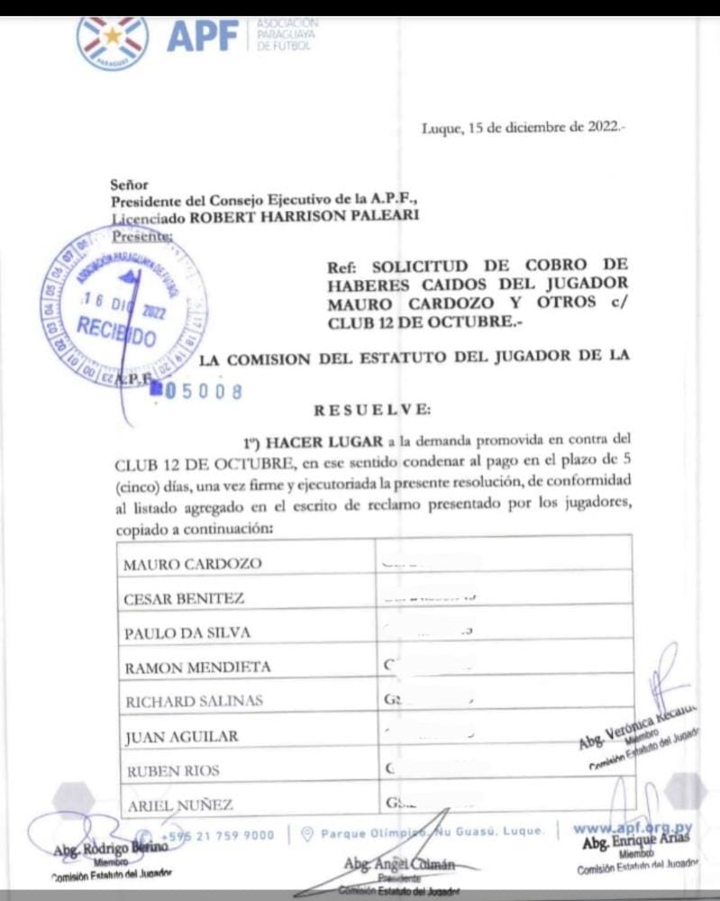 MauroCardozo_'s tweet photo. Esta es una de las demandas ganadas 2021 al @12deOctubreI - @BrunoPont -@SomosVersusPY -@Estigarribiapy_ @ABCCardinal -@780AM https://t.co/68UPC13rA2