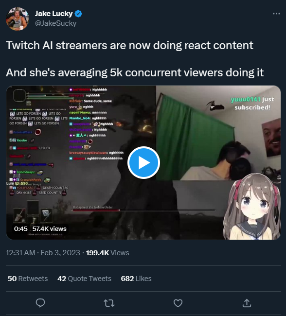 Skully on Twitter "can't believe one ai streamer can do a better job