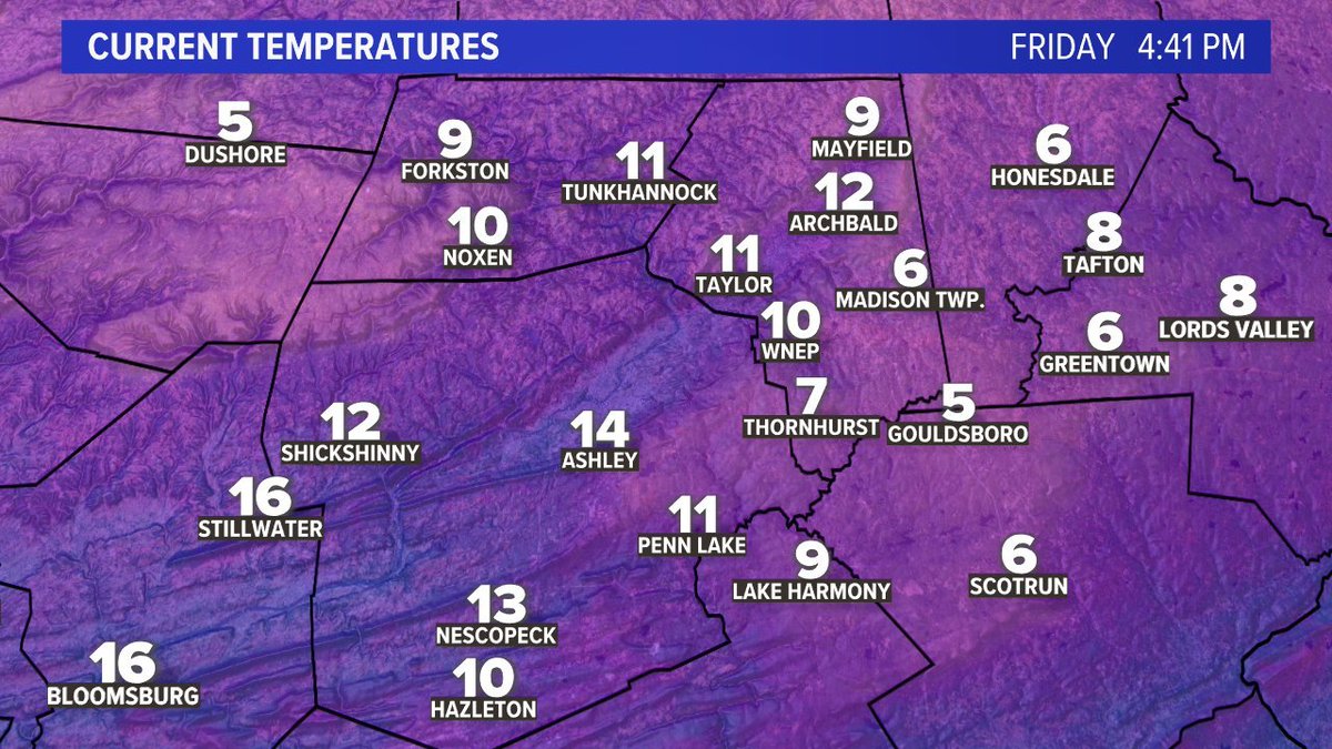onwithjohnwx's tweet photo. Friday evening temperatures. #BrrrAlert https://t.co/m5hyGv8ZMk