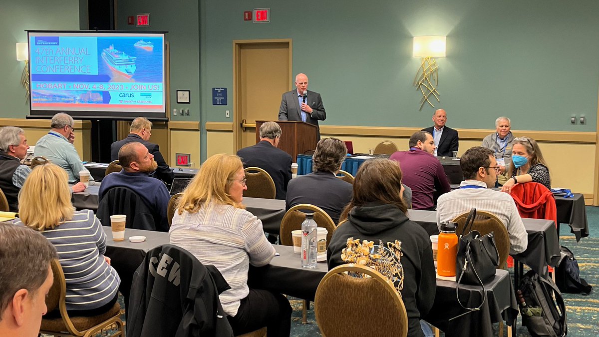 Interferry’s CEO Mike Corrigan and Chairman Tim Mooney of Fire Island Ferries presented “Power and People” today at the #PassengerVesselAssociation Conference at #MariTrends2023 in #LongBeach, CA.