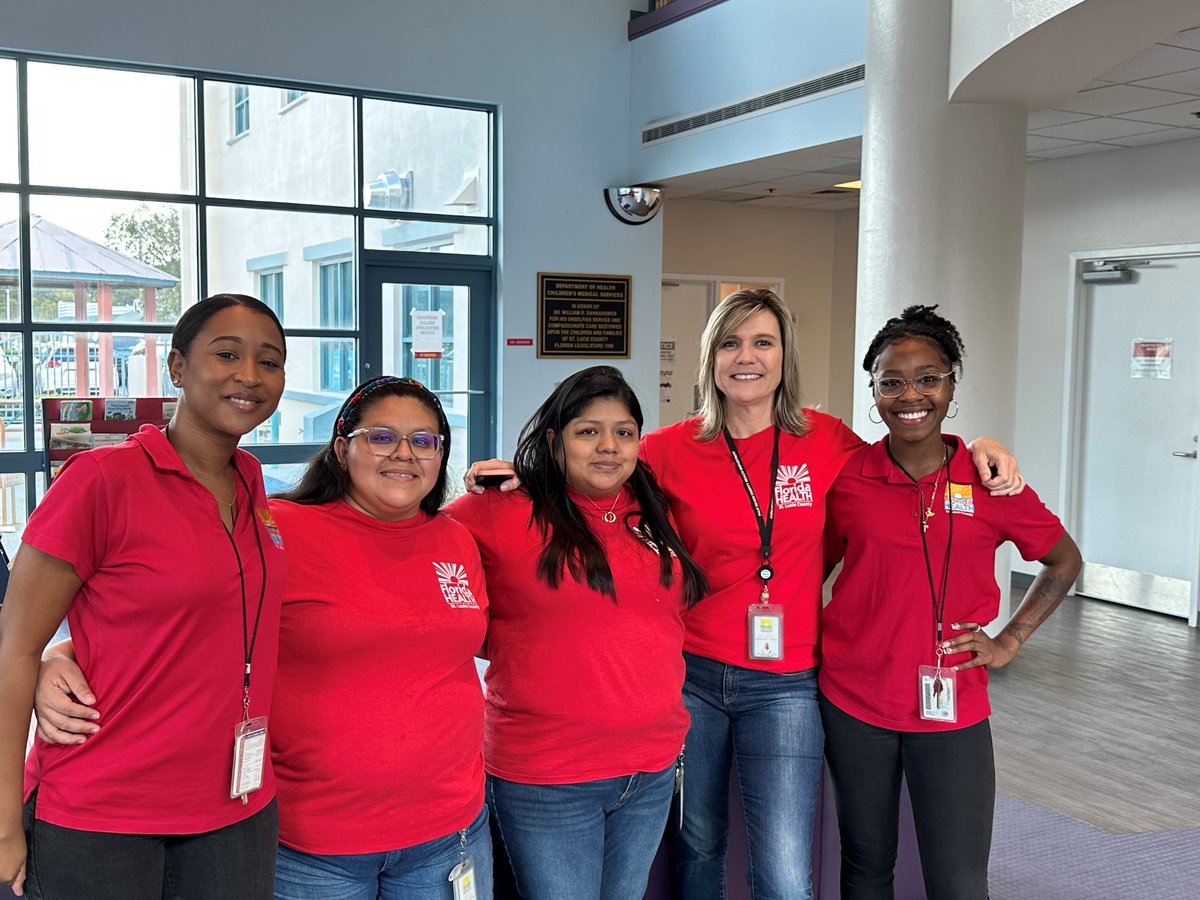 FDOHStLucie's tweet photo. Joining @AmericanHeartFlorida @AmericanHeartFL today in Wearing Red to raise awareness for Women's Heart Health. Learn more about how you can get involved during American Heart Month at https://t.co/vRe7otYQyf. #PBGoRed #GoRedforWomen https://t.co/MNDqbn8j9S