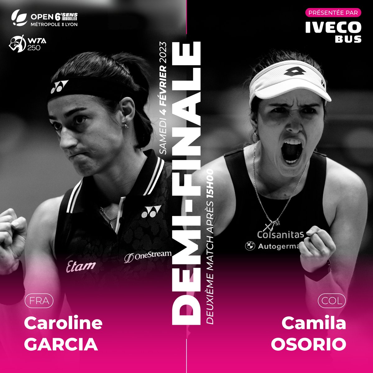 🤩 Les affiches des demi-finales sont connues, 
4 prétendantes, 1 seul titre ! 🏆

#wta #wta250 #O6SML23
