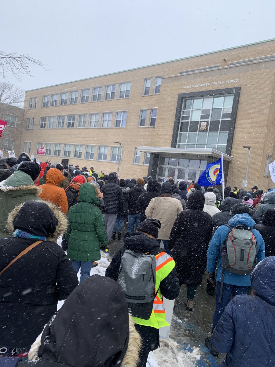 Grateful for all the support today at the rally for a #FairDealAtMUN! The weather was terrible but spirits were high! #Solidarity  <a href="/MUNFaculty/">MUNFA</a>