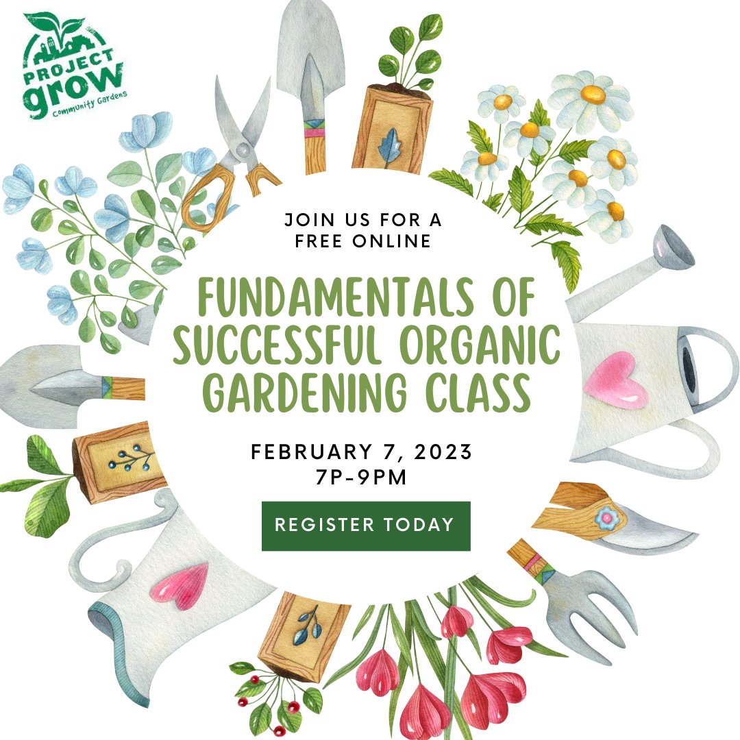 Project Grow #AnnArbor is offering a FREE organic #gardening online course with Royer Held February 7, 2023, 7:00 pm   Ages 18-Adult. Register at: us06web.zoom.us/meeting/regist… 

#projectgrow #freeonlinecourse #organicgardening #communitygardening #washtenawcounty