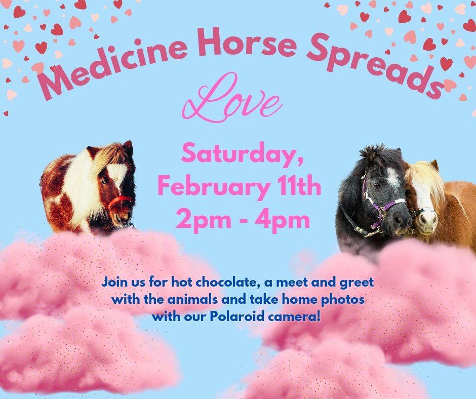 We're hosting a Valentine's Day party, and we'd LOVE if you'd join us! On Saturday, February 11th from 2-4 p.m. we'll be sipping hot chocolate and hanging with horses. Come meet Magnus, Aries, Nico and the whole crew!

It's FREE, just sign up here: eventbrite.com/e/valentines-d….