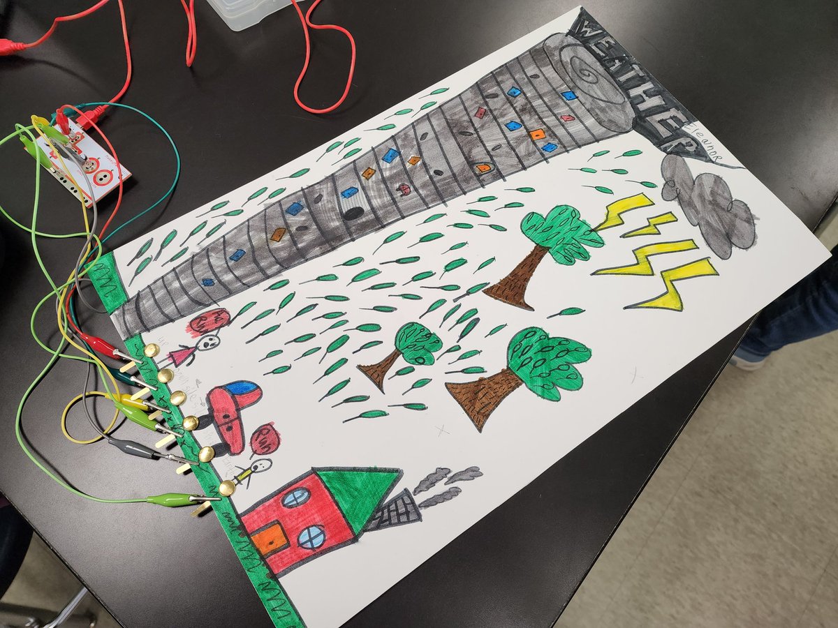 Another awesome collection of 3rd grade interactive @scratch + @makeymakey posters wrapped up today! @Sinclair_ES @HISD_Inst_tech #csk8 #CreativeComputing