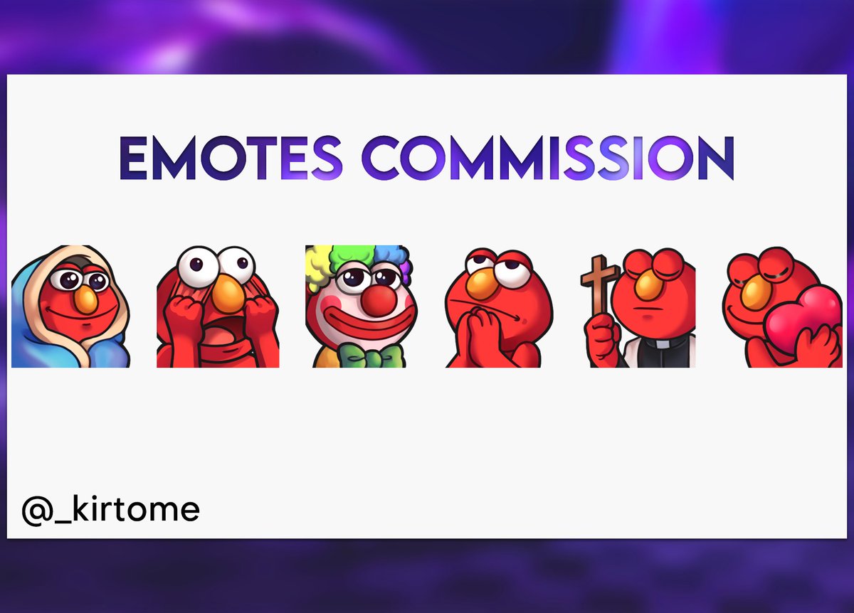 _kirtome's tweet photo. Nuevos emotes de Elmo! Espero les guste ✨
❖ Contact: emacoelho33@gmail.com
❖ Instagram: https://t.co/TKJTt4ht6r
━━━━━━ ◦ ❖ ◦ ━━━━━━
#emotes #twitchemotes #emoteartist #designtwitch #opencommissions #Elmo https://t.co/y66EN4lAOD