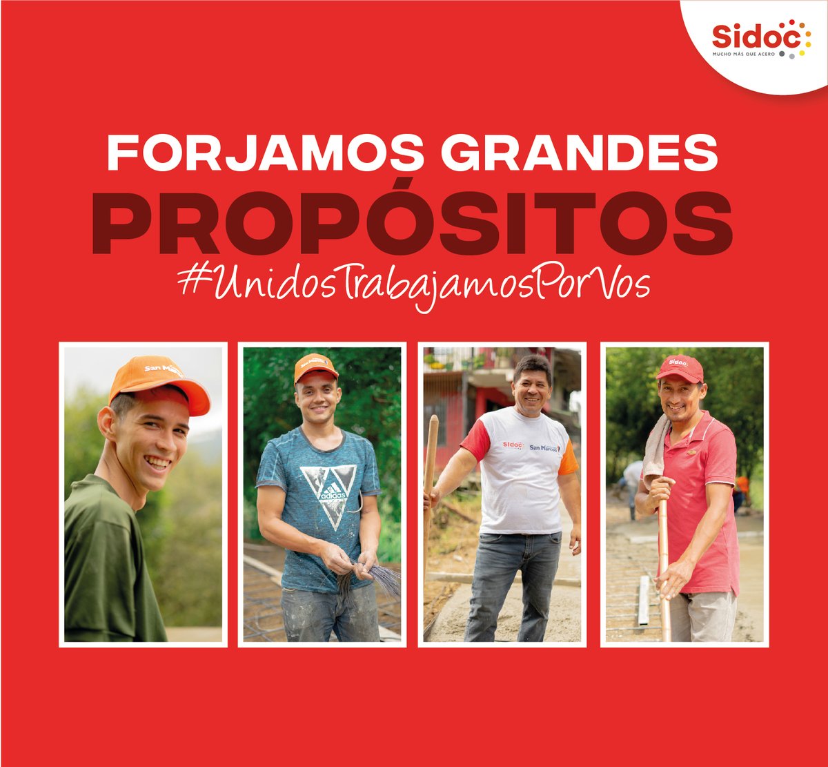 sidocsas's tweet photo. En Sidoc somos mucho más que acero, somos forjadores de grandes propósitos, acompañamos a toda nuestra comunidad a construir y materializar sus sueños. Gracias a cada una de las personas que son y han sido parte de una transformación de país. ❤️🤍
 #trabajoenequipo #sidoc #cali https://t.co/FYBwk75zJC