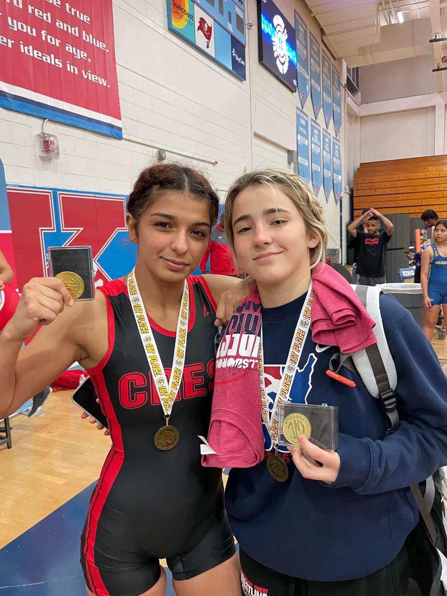 Congratulations to Crest wrestlers Ariel Goble and Arden Swindle, Hillsborough County Champions! Way to rep the Crest ladies!!