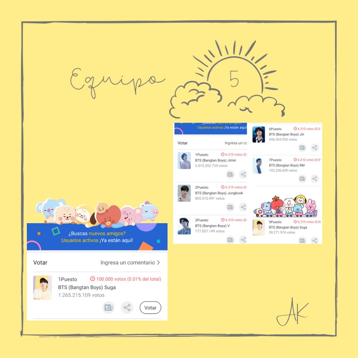 equipo_fanplus's tweet photo. EQUIPO FANPLUS 5 ☀

Fecha: 03/02/23

⋆Deja la captura de tus votos

⋆Dejé 50,000 votos por #YOONGI
⋆Dejé 6,210 votos en Final Awards 

Usa los hashtags + la mención:

#방탄 #BTS @BTS_twt https://t.co/zIbCHTkvrR