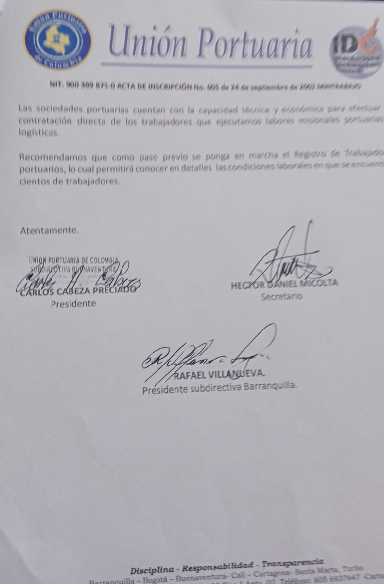 Union portuaria subdirectiva Barranquilla tweet media