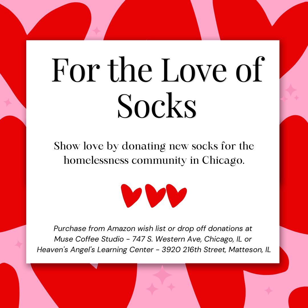 ElleKayEvents's tweet image. Hosting a sock drive for those in need in #chicago for #ValentinesDay. Would love your support. 

Amazon link: amazon.com/registries/cus…