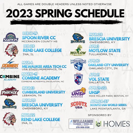 LakeAreaAcademy's tweet image. Our schedule is officially set, and the guys are ready to get after it! Two weeks til Opening Day, it’s go time! #LakeGang #GDC