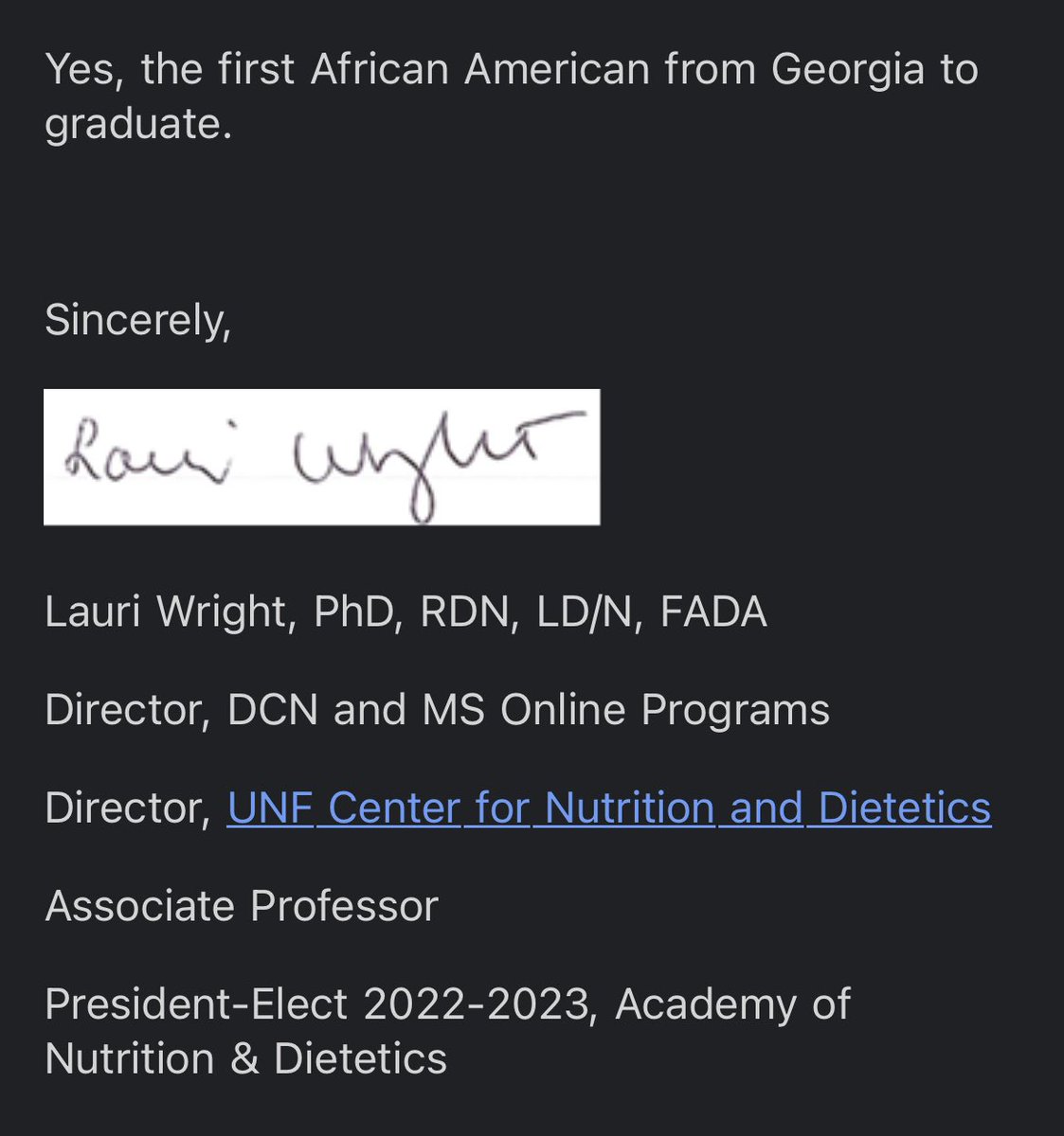 Black Culture and historical moment! Confirmed, I am the first African American residing in Ga to complete the DCN at UNF! #legendaryRD #DiversityandInclusion #AND #GAND #gaDPH #GPHA