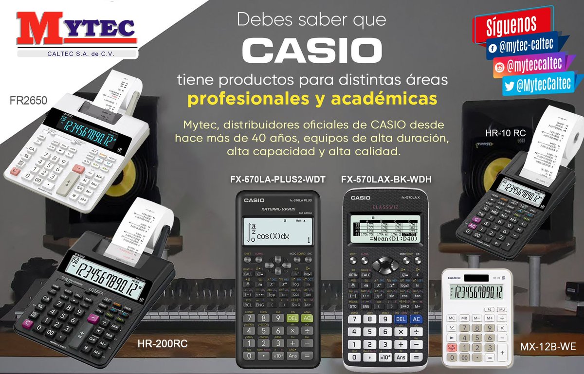 MytecCaltec's tweet photo. Recuerda 😎😎 Mytec, distribuidores oficiales de #CASIO desde hace más de 40 años, con equipos de alta duración, alta capacidad y alta calidad.🗣🗣 🚨🗣🗣LOS LÍDERES EN CALCULADORAS 🔝 💯😉 ¡¡¡Tenemos el modelo que estas buscando!!! #Mytec #casio #calculadoras https://t.co/4RSArMxvmI