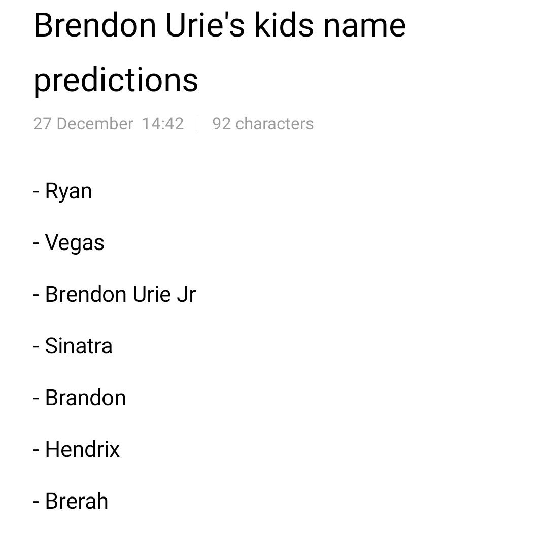 camrynrb's tweet photo. brendon urie gave birth who wants to place bets on the name https://t.co/q8xokTBPgJ
