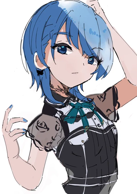 ウルフカットのすいちゃんwip明日には描き終わるかも 