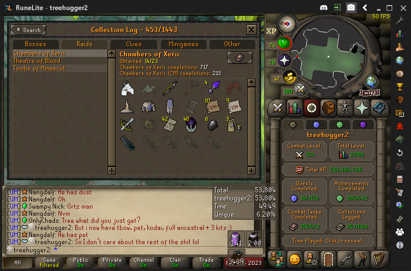 treehugger_30's tweet photo. CHAMBERS COMPLETED (-Dust) ON THE UIM! 3/3 TWISTED ANCESTRAL, 1 TWISTED BOW, 1 PET, 4 KODAIS! #OldSchoolRS #UIM #Runescape #Achievements #Completionist #ChambersOfXeric #OSRS https://t.co/CceZrnOLVT