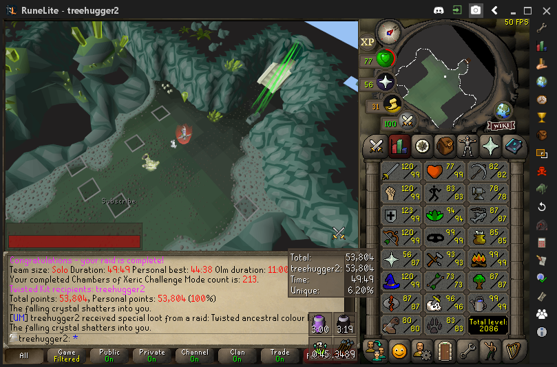 treehugger_30's tweet photo. CHAMBERS COMPLETED (-Dust) ON THE UIM! 3/3 TWISTED ANCESTRAL, 1 TWISTED BOW, 1 PET, 4 KODAIS! #OldSchoolRS #UIM #Runescape #Achievements #Completionist #ChambersOfXeric #OSRS https://t.co/CceZrnOLVT