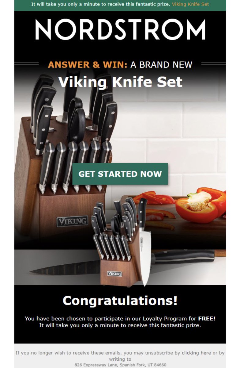 MyBeerAdventure's tweet photo. Gosh, I’m loving the scammers these days.

Can’t wait to claim my Viking Knife Set from Nordstroms.

Hopefully this person that apparently works for the Wilkes-Barre Area School District gets a commission from it.
#Nordstrom #WilkesBarreAreaSchoolDistrict  @WBASDSuper @Nordstrom https://t.co/53FWuZd498