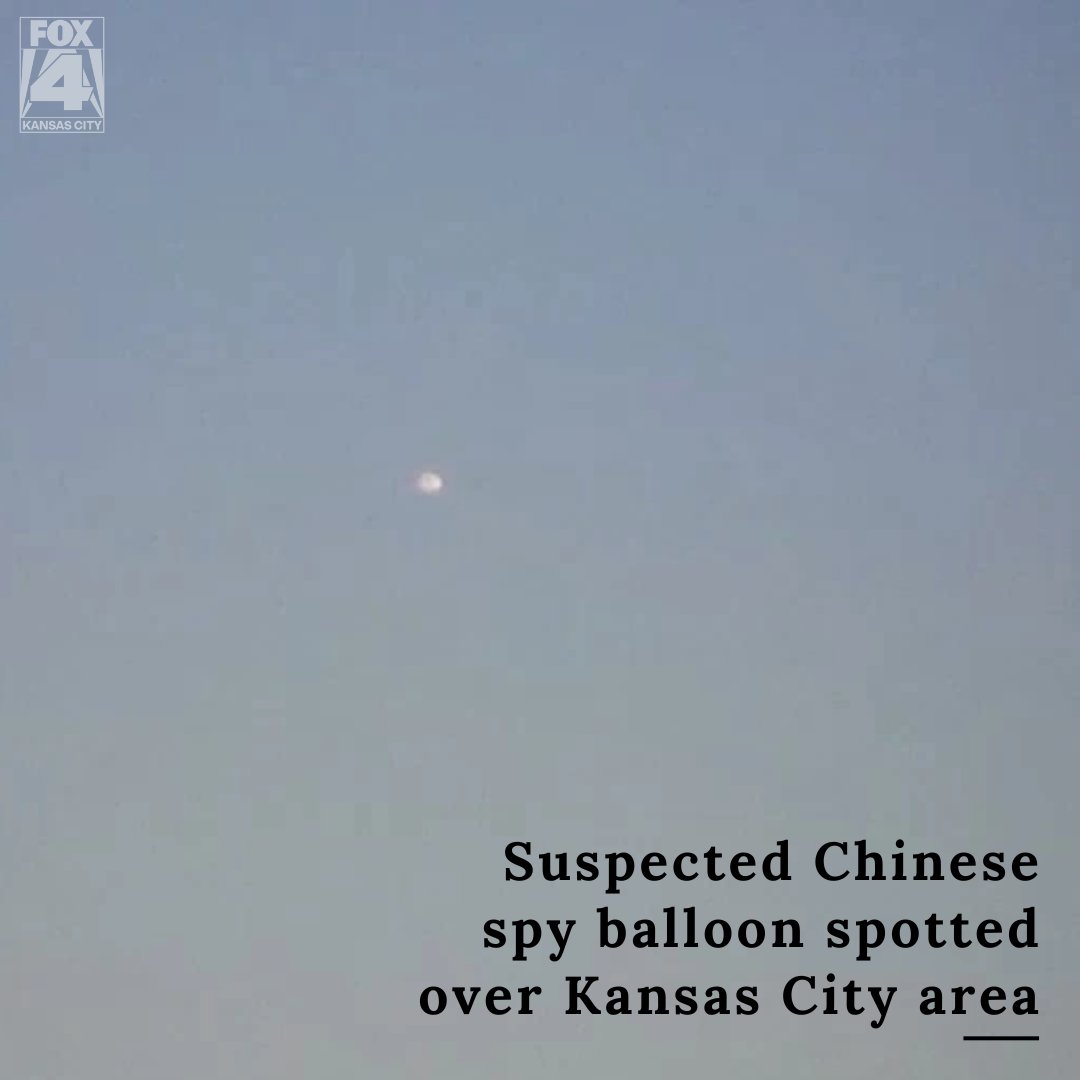 fox4kc's tweet photo. After sightings of a suspected Chinese balloon in the KC area, Kansas and Missouri politicians are calling for action: https://t.co/TLh4pCe1CR https://t.co/QgxJaj6cZe