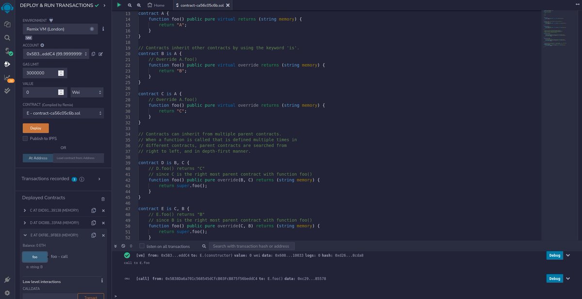 vundnido's tweet photo. Day 24 of #100daysofcode w/ @LearnWeb3DAO

1. Learned about interface, abstract contracts, and inheritance in solidity.
2. Learned about multiple inheritance and the diamond problem. 
3. Learned about version pragma &amp; experimental pragma.  
#100DaysofCodeLW3 https://t.co/TsLjVDjYry