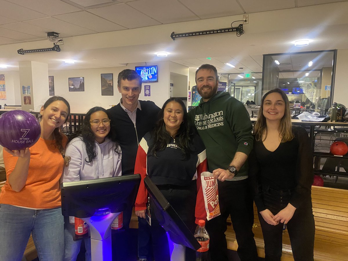 GalvisBaquero's tweet photo. Doulatov lab vs Escobar lab bowling competition. #gradschool #labouting https://t.co/6Xw9IGPqPJ