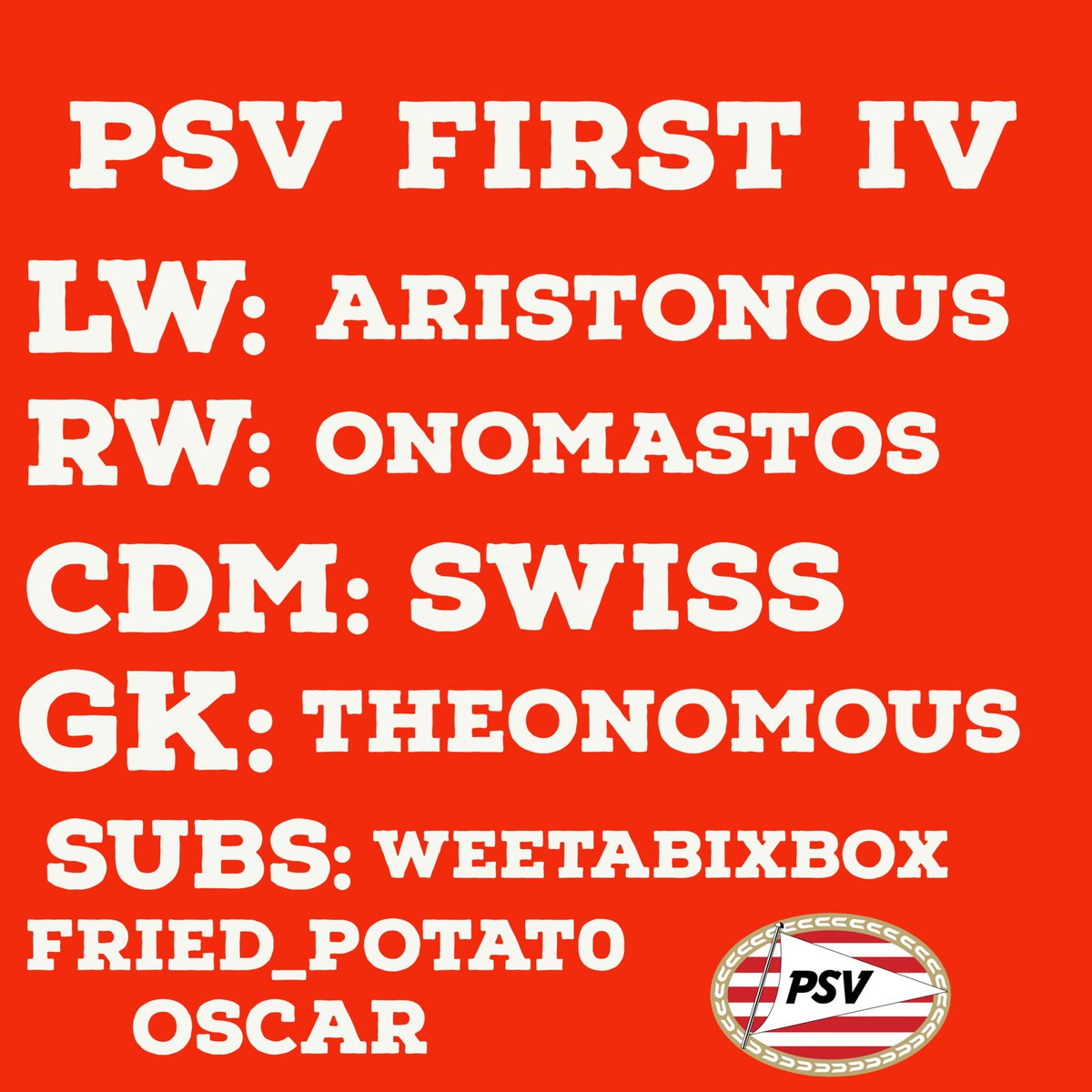 PSV_TFSL's tweet photo. Lineup vs @astonvillatfsl https://t.co/HeyKDGQOAT