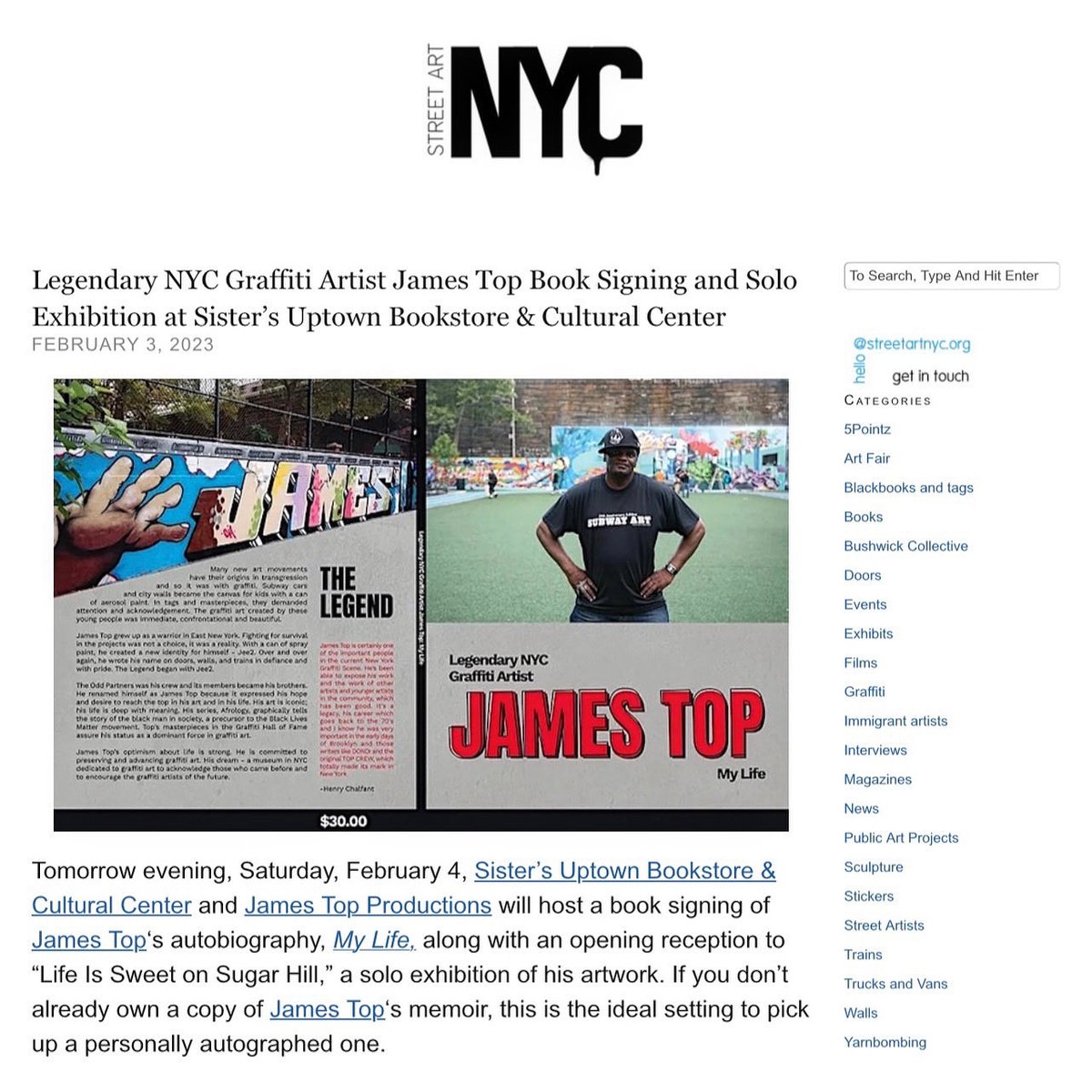 StreetArt_NYC's tweet photo. #JamesTop Book Signing and #Graffiti Exhibition at @SistersUptown https://t.co/DnJ6xjhAxZ https://t.co/1ijSEV2Ywn