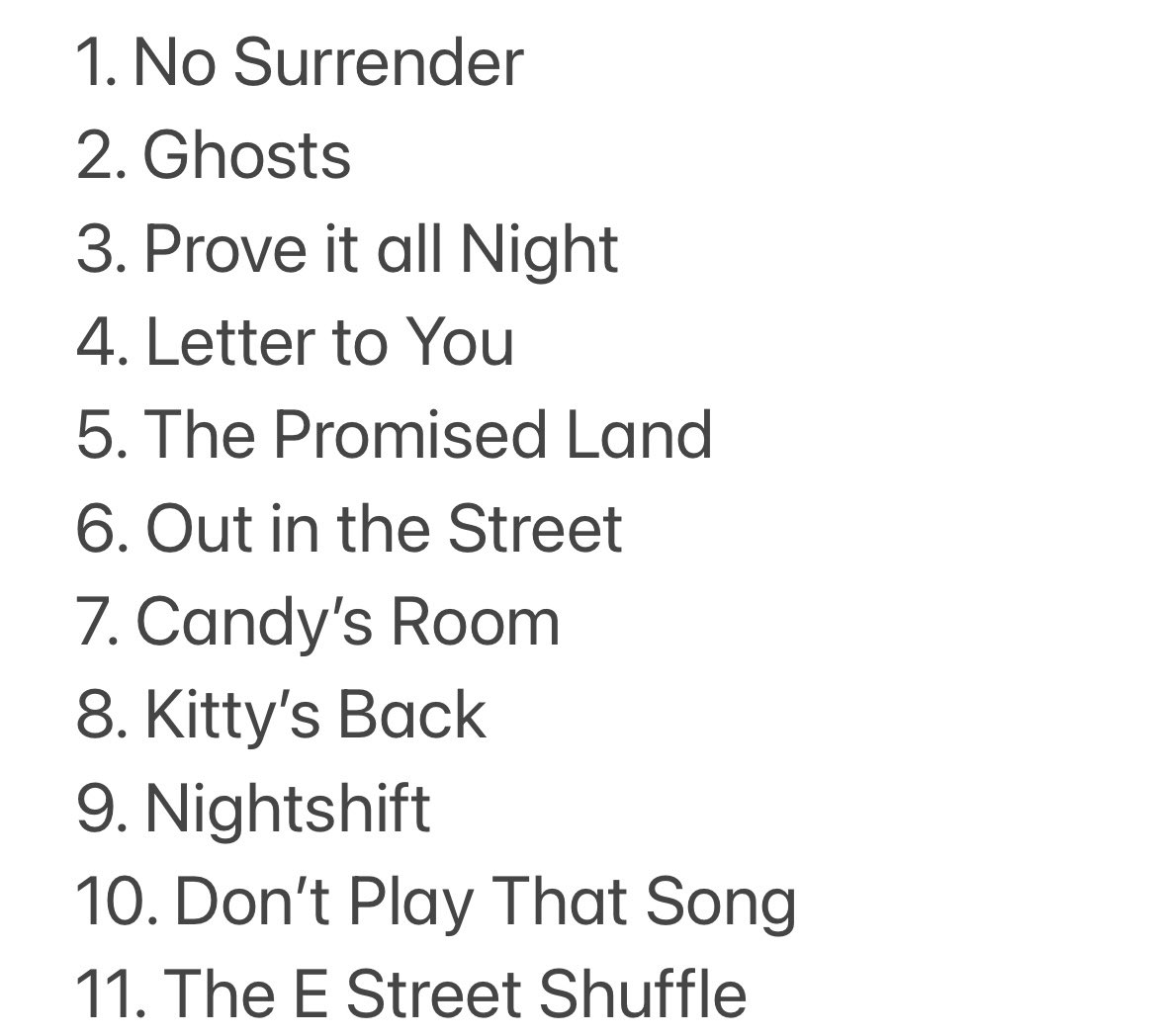 SpringNuts_'s tweet photo. ATLANTA #SpringsteenTour2023 SETLIST AND NOTES:

Patti wasn’t there tonight 

2 song swaps: 
Darlington County replaces Brilliant Disguise 

Thunder Road replaces Burning Train 

Start - 7:49 End 10:35

(@springsteen you gotta bust out Priest soon! 🙏🏼😉) https://t.co/Gjy424W8OU