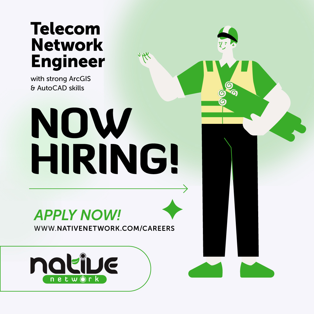NativeNetLocal's tweet image. NOW HIRING! - Telecom Network Engineer with strong ArcGIS &amp;amp; AutoCAD skills. For details and to apply: nativenetwork.com/careers

#telecomjobs #telecomnetworkengineer #hiring