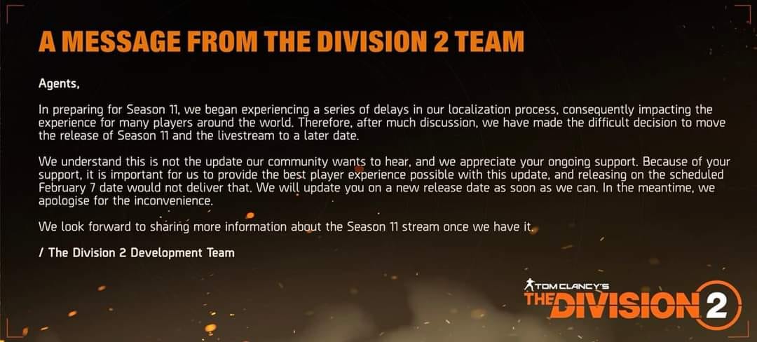 ExoticMeek's tweet photo. Once again the devs let's us down... games dead enough without more delays. @TheDivisionGame @UbiMassive https://t.co/8XTdasrbTN
