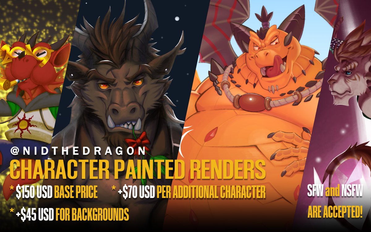 NidtheDragon's tweet photo. It's time folks, I'm opening c0mms!

Gonna' be doing things different this time. Opening ONE slot only to test the waters, and client will be handpicked by TOMORROW. Don't take it personally if you don't get a reply by then.

Form will be in the replies! https://t.co/kdzVm4LGhr