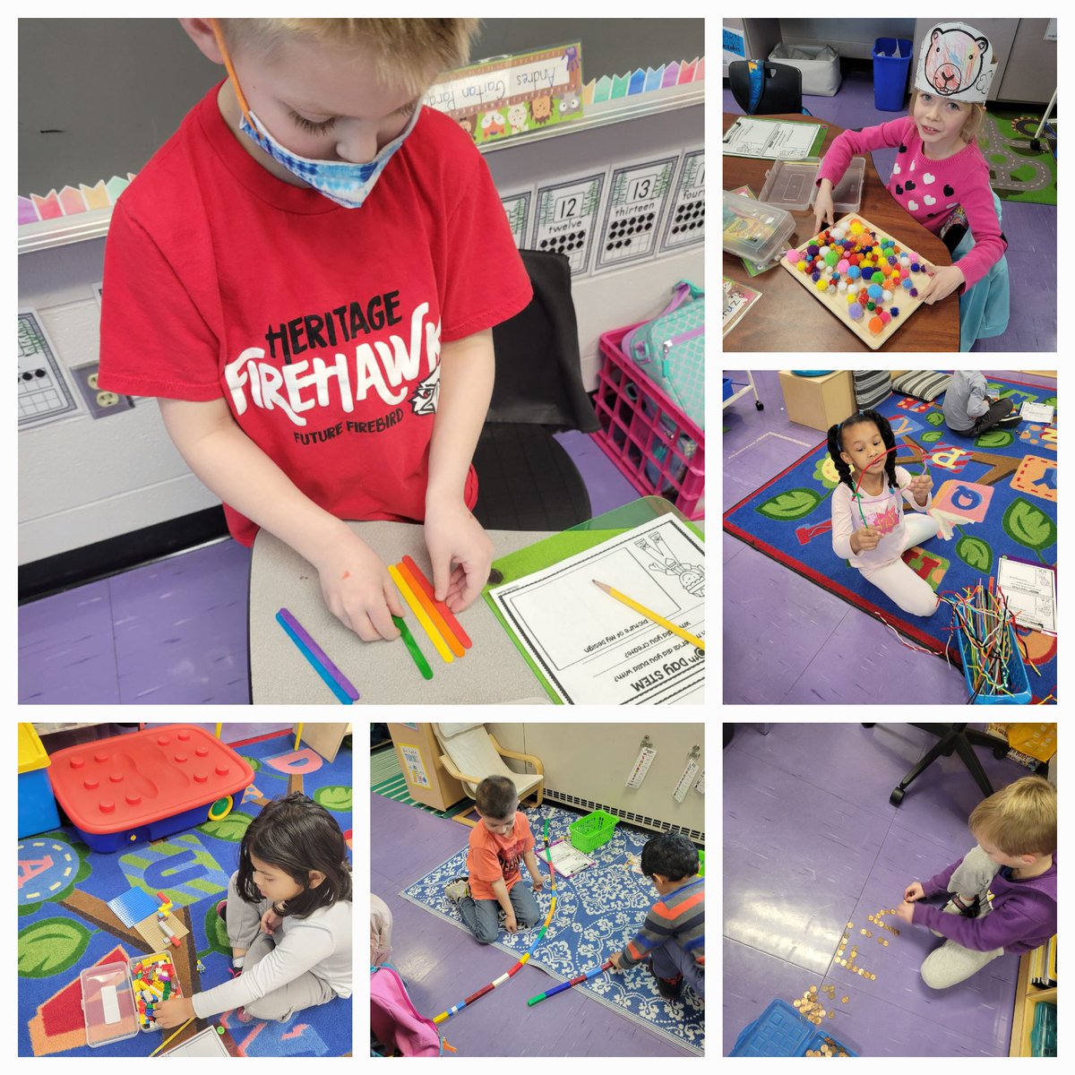 MrsWorkmanHECS's tweet photo. More 100th day fun! Race to 100 with a partner and building with different groups of 100 objects. 😊
#100daysofK
@HeritageECS
#WEareLakota https://t.co/pFUklYEF2A