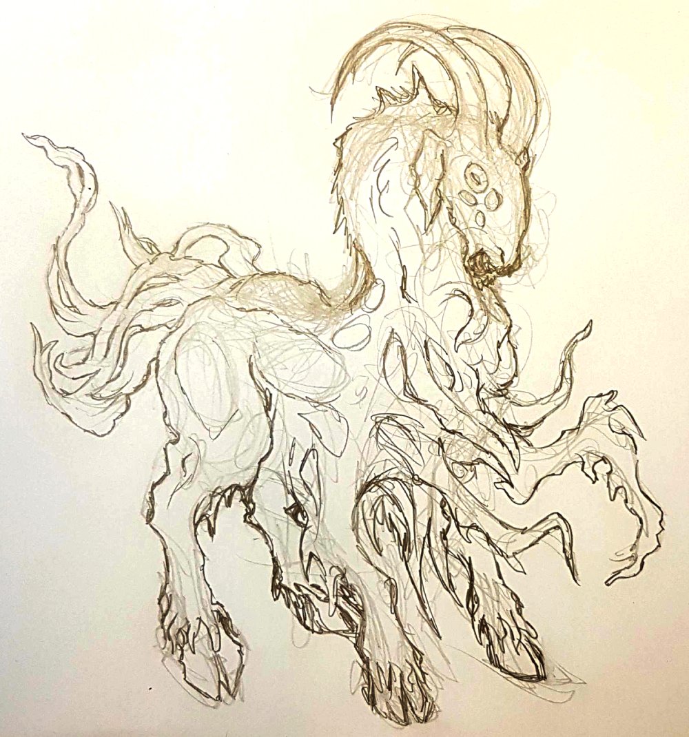 #shubniggurath #abomination #mutant #blackandwhiteart #goat #undead #zombie #demon #horror #tentacles #tentaclemonster #conceptart #creaturedesign #horrorart #hplovecraft #callofcthulhu #baphomet #chimera #corrupted #cosmichorrorart #oldschoolart #monster #aberration #creature