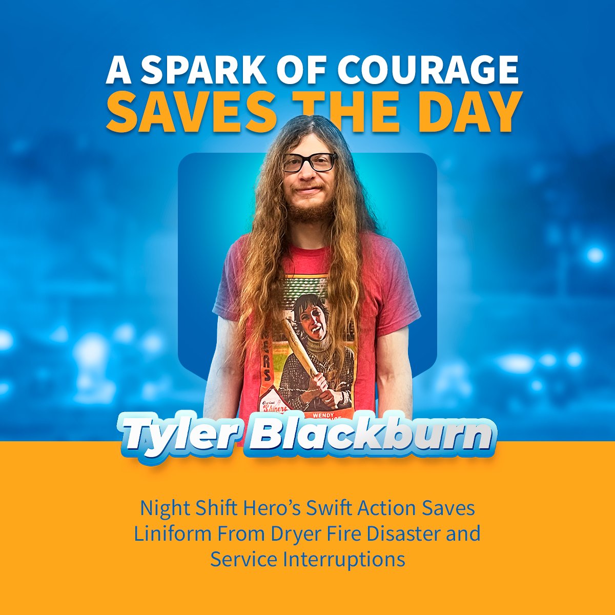 We would like to commend Tyler Blackburn for his bravery and diligence at work this week.

On Tuesday night a small fire broke out at our processing plant. We're relieved to report that no one was hurt and all of our customers can expect their services to continue as scheduled.
