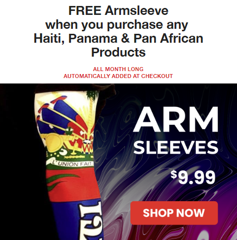 coolfacelife's tweet photo. Current Weekend Deal: Get a FREE #Armsleeve with every purchase of #Haiti, #Panama + #PanAfrican themed Product. 

More info at https://t.co/O7p0JCMrOg 

#socamusic #soca #carnival #caribbean #trinidadcarnival #dancehall #reggaemusic  #ilovesoca #teamsoca #socalovers #fete https://t.co/Wtc8ebDKOu