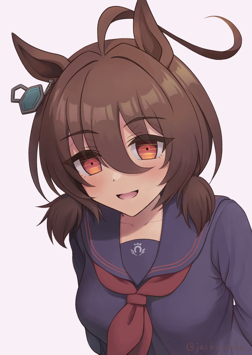 agnes tachyon (umamusume) 1girl solo horse ears animal ears brown hair ahoge school uniform  illustration images