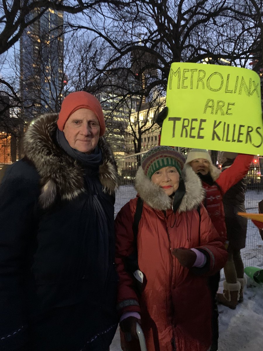 JohnRalstonSaul's tweet photo. Just come from the protest against Metrolinx cutting down the Osgoode Hall trees. Minus 18 but a big crowd. https://t.co/MJVkbG5lx2