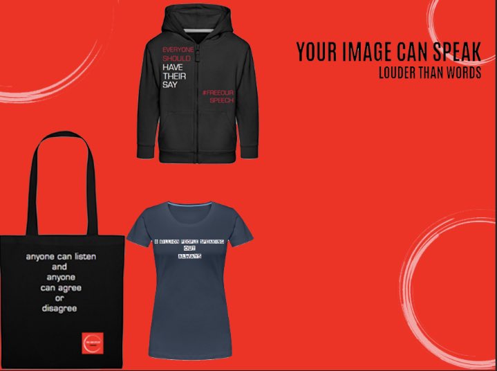 speech_our's tweet photo. Hoodies, T-shirts, bags and more on their way for those who want to let everyone know just by looking. 
Keep an eye on this Twitter account by following for a future competition to get your hands on these early!
#freeourspeech #freespeech #Competition https://t.co/oRA5XaMNRo