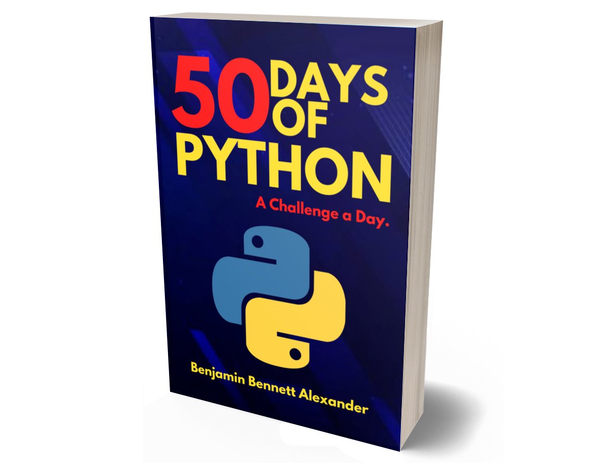 RealBenjizo's tweet photo. Python book;

To celebrate the first anniversary of the book, I am giving away some FREE copies.

Do you want a copy of "50 Days of Python?"

If you do;

🔸Like
🔸Comment
🔸Retweet

Then DM me for a quick response. 

Make sure you are following me. https://t.co/CjNoLDIhlZ