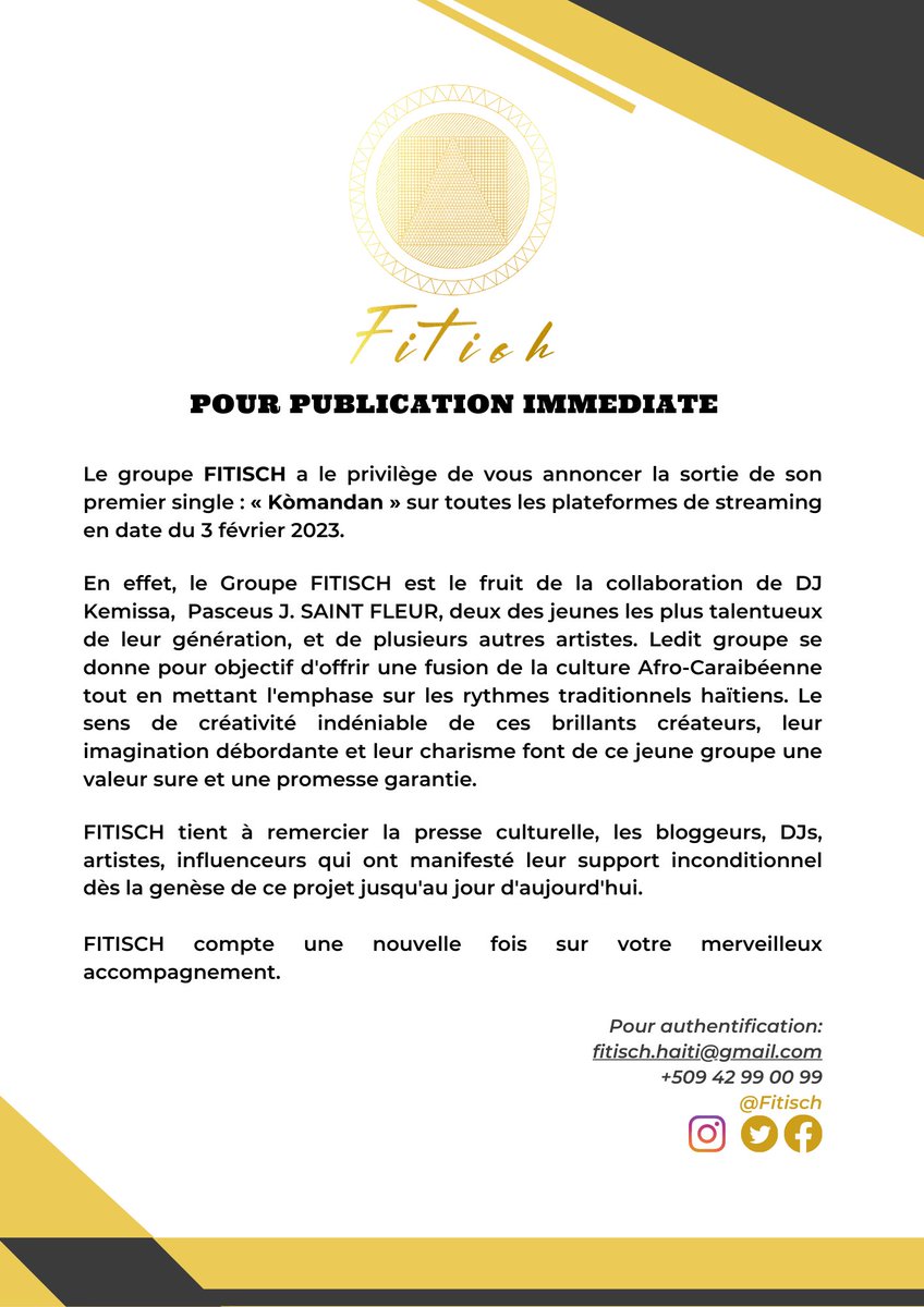 fitisch's tweet image. Pour publication immédiate #Fitisch