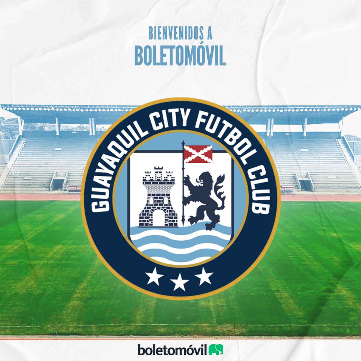 boletomovil's tweet photo. ¡Es un honor darle la bienvenida al primer equipo Sudamericano a la Familia Boletomóvil: @GuayaquilCityFC! 😍

A partir de este momento la venta de boletos para ver a los ciudadanos está #ConElElefante. 🐘

Compra tus boletos para La Noche del City en https://t.co/eCDSJZhB27 👈🏻 https://t.co/TpTZTdWplb