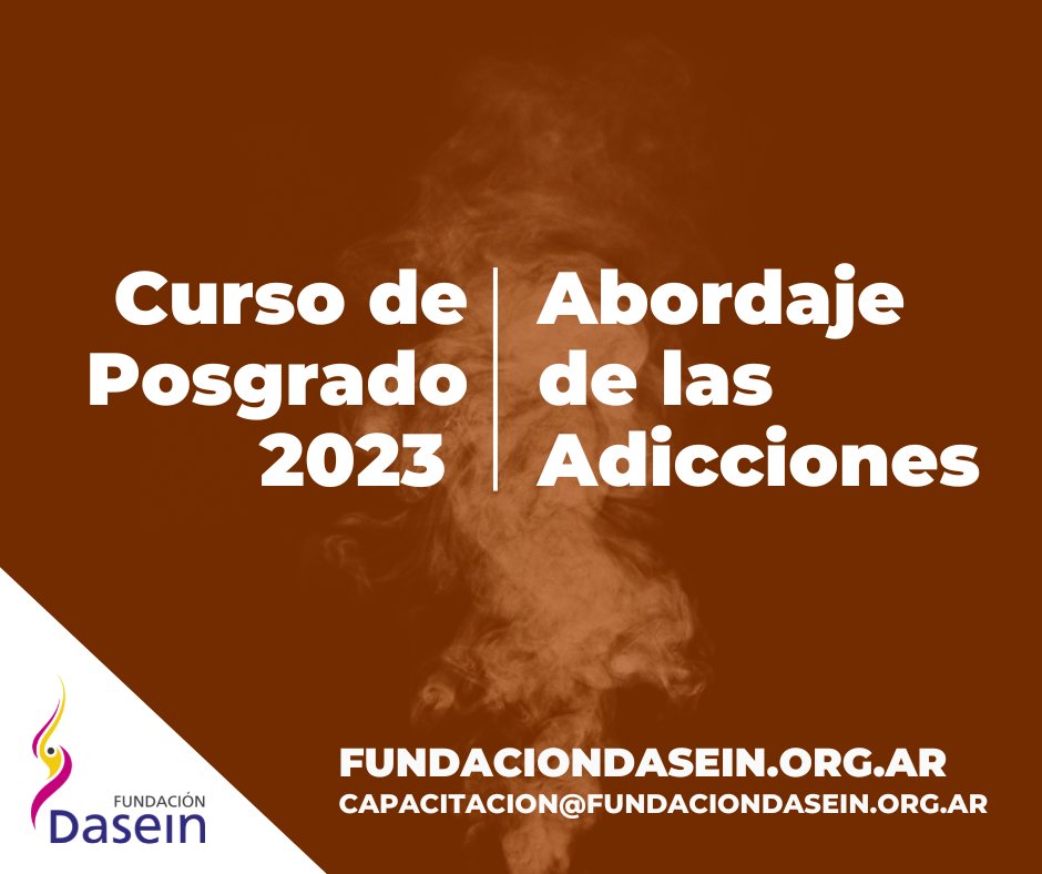 CURSO DE POSGRADO EN EL ABORDAJE DE LAS ADICCIONES.
Informes e inscripción: capacitacion@fundaciondasein.org.ar
Para más información sobre programas, costos y formas de pago ingresar a: bit.ly/3joMgBP