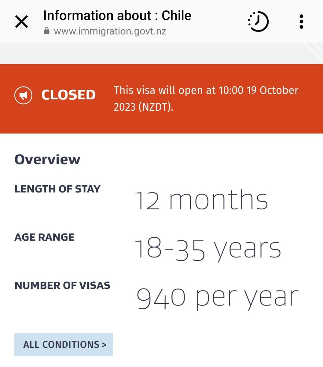 ayun_ayinray's tweet photo. Ojo chilenos 🇨🇱!! Se abrieron las postulaciones para visas working holiday a Nueva Zelanda. Les dejo algo de información 👇. Edades: entre 18 y 35 años!!

Si tienen dudas me escriben, yo feliz de dar una mano a quien lo necesite.

#chile
#workingholiday
#notearrepentiras https://t.co/HuQ25Ms3gs