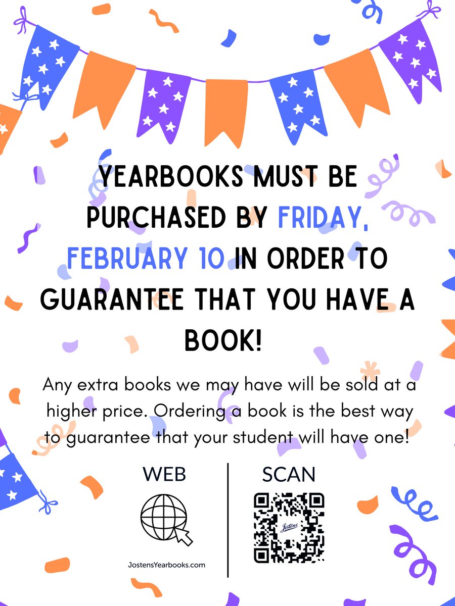 AthensYearbook's tweet photo. Did you know that in order to guarantee you have a yearbook you must order by next Friday?? Don't miss out! Link in bio or scan the QR code! https://t.co/WjviKm97Lh