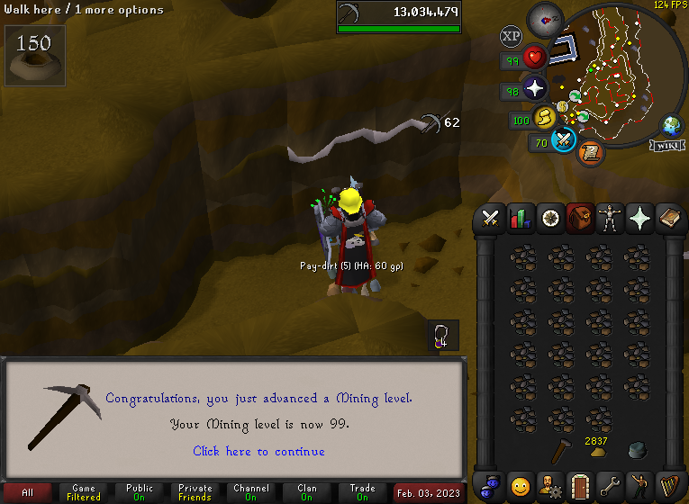 WarpRs's tweet photo. Finally hit 99 Mining.  2 Days later than what I projected.  

Also the Spoils from 80-99 at MLM [76.5m]

#OSRS #Runescape #Mining #MaxGrind https://t.co/MUfMScRdnd
